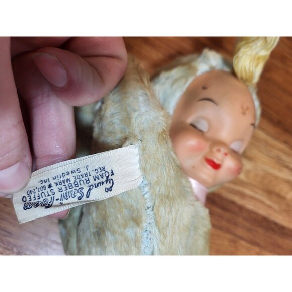 Vtge Blue Blond Dolli Gund Sani Foam Rubber Face Doll - Picture 3 of 6